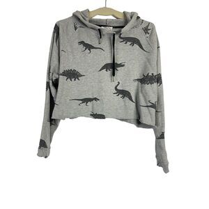 Messy Bun Just Chillin Sweatshirt Gray Black Dinosaur Print Women's Size XL